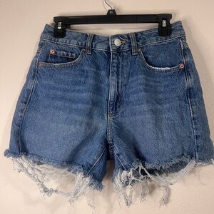 Garage Women's Distressed High-Rise Denim Shorts - Medium Blue
